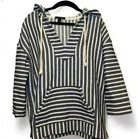 J. Crew Women's stripes Baja Hoodie Pullover Wht/Blue XXS - Picture 1 of 6